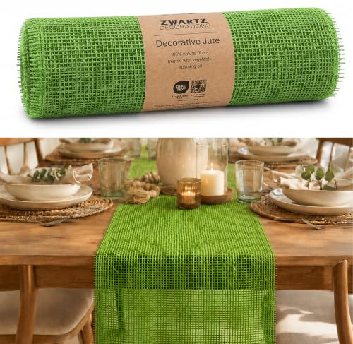 DecoHomeTextil Deco Jute Tischläufer 30 cm x 5 Meter Hellgrün