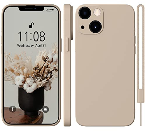 WXX für iPhone 14 Hülle Silikon Case, Handyhülle für iPhone 14 Dünn Slim mit Microfiber, Kratzfeste Rundumschutz Case Hülle für iPhone 14 6.1'' Khaki