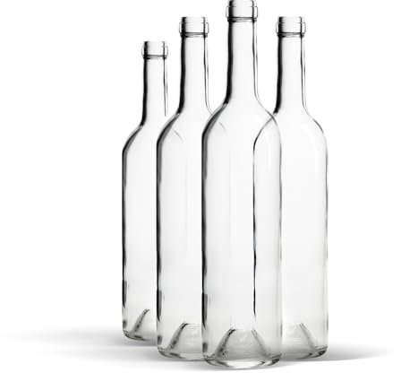 WYSKONT Bouteille 750ml Bordeaux 32 pièces - Bouteilles de vin vide pour brasserie à la maison - Boîte de rangement pour boissons - Décoration de service - En verre transparent