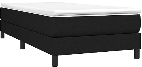vidaXL Cadre de Lit à Lattes, Lit Rembourré avec Pieds, Lit Simple avec Sommier à Lattes, Lit Adulte de Chambre à Coucher, Moderne, Noir 90x200 cm Tissu