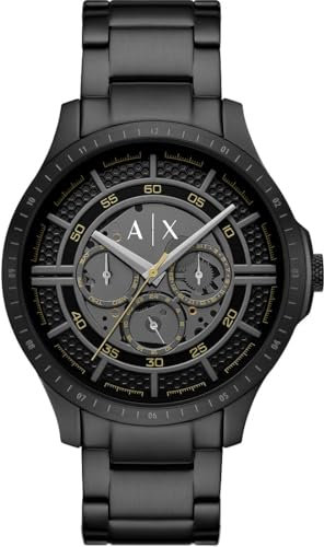 Armani Exchange Watch for Men, Quartz Multifunctional Movement and 46mm Case Size with Stainless Steel Strap, Dark Grey Set