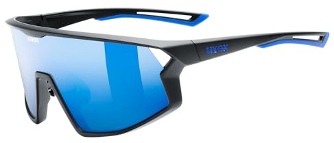 Uvex skyryse - occhiali sportivi per adulti - forte protezione UV - con miglioramento del contrasto - black matt/blue mirror - one size