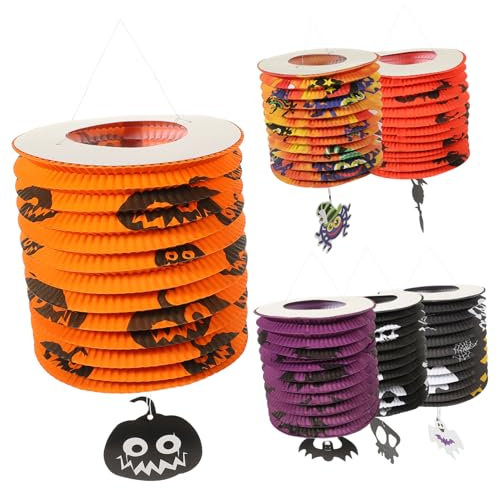 UKCOCO 6pcs Foldable Halloween Paper Lanterns Pumpkin Ghost Skull for Indoor Outdoor Party Decorations for Celebrating Halloween Festivities