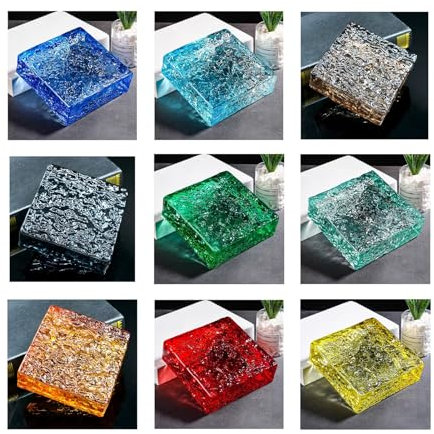 Ladrillos de Cristal Rectangular, Bloques de vidrio transparente (paquete de 9), 9 x 9 x 4,8 cm, aislamiento térmico y acústico, for decoración de oficina y hogar.