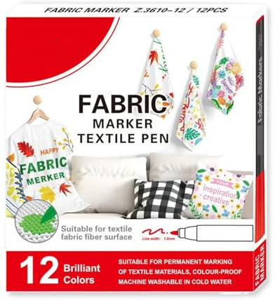 Qutalmi Marcatori di tessuto per vestiti | 12/24 colori pennarelli tessili penne - pennarelli lavabili per tessuti per scarpe cotone poliestere biancheria graffiti all'aperto ceramica per uso