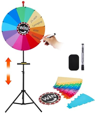 Strixorn Roue De La Fortune De 60 Cm avec Porte-Stylo, Roue De La Chance Réglable en Hauteur pour Jeux De Loterie, Jeux De Mots, Diamètre 60 Cm