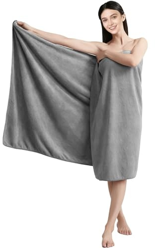 Behogan Toalla grande de 100 x 200 cm, para sauna, toalla de sauna, toalla de baño grande, 100% algodón, toalla grande, para baño y bienestar, color gris