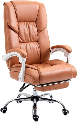 Armstol Executive Recine w/Tilt Function, Home Desk stol, Swivel Computers Task Stol w/Footrest & Lumbal Support, Orange-One Size LWX