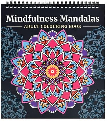 QEEYON Livre de Coloriage de Mandalas pour Adultes, 32 Mandalas Apaisants, Livre de Coloriage Anti-Stress pour Adultes à Spirales, Idéal pour se Détendre et Aider les Adolescents à évacuer le Stress