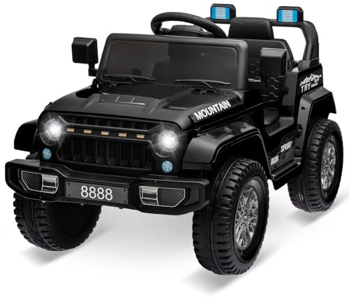 Quad eléctrico infantil de 1 plazas de 12 V con mando a distancia, Quad coche eléctrico con Bluetooth y faros LED, 3 velocidades ajustables, vehículo todoterreno para niños de 3 a 8 años(Negro)