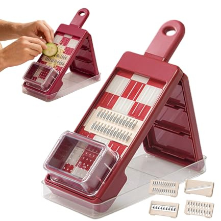 Tagliaverdure 4 in 1 per la lavorazione degli alimenti con funzione di taglio e grattugiatura, grattugia all'aglio senza scorrimento - Per domestica insalata di patate cipolla carota
