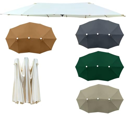 4.6m Double Sided Parasol Canopy Replacement, 12 Ribs Extra Large Sun Umbrella Cover, Outdoor Twin Market Shade for Garden Patio Backyard, UV Resistant Waterproof(Gray)