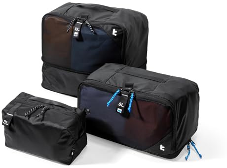 tomtoc Organizador de Maleta Viaje 3 Piezas, Packing Cubes Expandibles con Compresión, Bolsas de Viaje Resistentes a Olores, Organizadores de Equipaje Travel Accesorios Ligeros para Mochila y Maleta