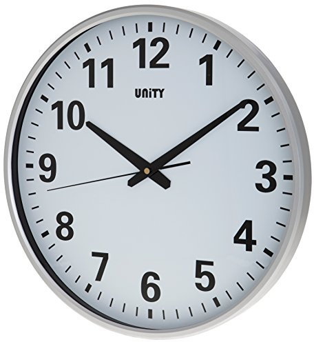 Unity Extra Large Wall Clock, Tejo 38cm Clear Dial Ultra Quiet Sweeping Hands, Silver, 38x38x6 cm