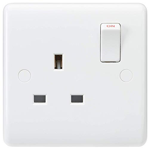 Knightsbridge CU7000S Curved Edge 13 A 1 Gang SP Switched Socket, 230 V, White