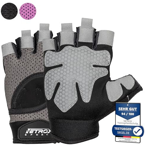 NetroxSports - atmungsaktive Sporthandschuhe mit extra Grip - Krafttraining, Fahrrad Fahren Fitness Handschuhe Gym - Herren & Damen - Trainingshandschuhe Fitnesshandschuhe Sport Fahrradhandschuhe