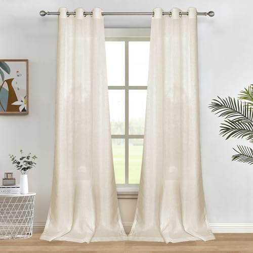 Melodieux Voile Tende per Interni per Camera da Letto Soggiorno Sara Beige, 140 x 225 cm
