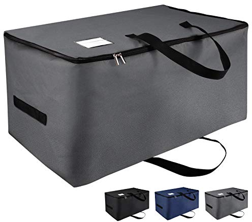 IHOMAGIC 100 l ultrastort undersängbord, förvaringsväska för undersäng, med dragkedja och handtag, vikbar organisatör för täcken, kuddar, kläder 70 x 42 x 35 cm (mörkgrå)