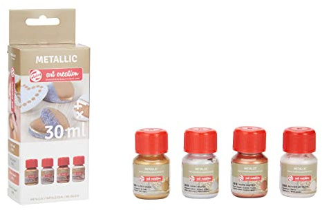 Talens Art Creation Metallic Paint Set of 4 | Gold, Silver, Copper & Pearl | Upcycling, DIY Home Décor