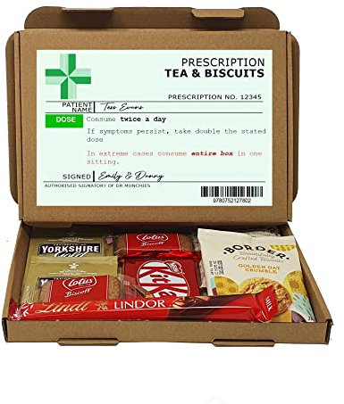 Personalised Get Well Soon Prescription Box, Hug in a Box, Letterbox Gift Afternoon Tea, Hamper, Thank You Gift, Cheer up, Pick me up, Gift for Friend, Thinking of You - Tea Box