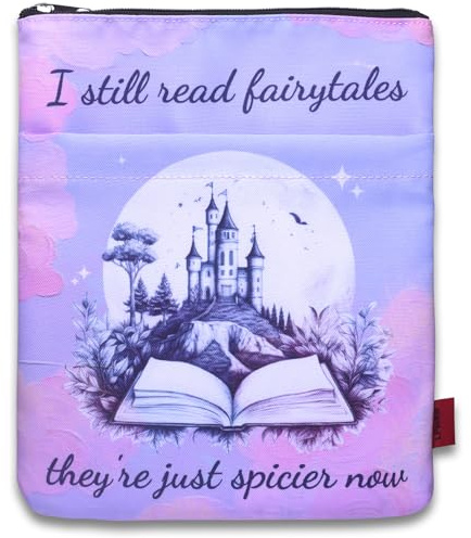 LParkin Bokfodral med dragkedja, I Still Read Fairytales They're Just Spicier bokskyddsväska, 28 x 20 cm kryddiga bokomslag, tvättbart tyg bokfodral smutläsare present