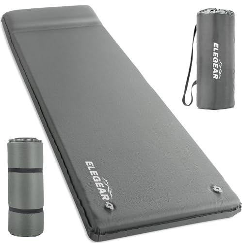 Elegear Self Inflating Sleeping Pad, 3.15 Ultra-Thick Memory Foam Camping Pad with Pillow Fast Inflating in 20s Insulated Camping Mattress Pad 4-Season Camp Sleeping Mat for Camp/Travel/Car/Tent