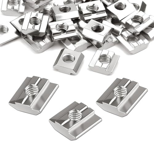 Ziamzra 60 Stück Nutensteine M6 Nutsteine 30-Serie T Nut Schiene M6 Nutenstein Kohlenstoffstahl Gleitmuttern Schwer 8-Typ B Schiebemuttern M6 für Aluprofil Extrusionsschlitz