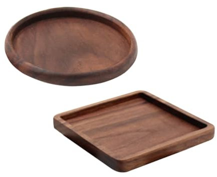 PRETYZOOM 2St Tischuntersetzer für Getränke Teeuntersetzer aus Holz Teetasse Getränkehaltermatte aus Holz Becherhalter für Teeuntersetzer hölzern Tee Untersetzer