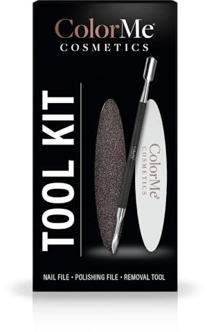 ColorMe Set de Accesorios para Uñas Tool Kit - 1 Lima Doble Cara, 1 Lima Pulidora y 1 Empujador de Cutículas - Ideal para Manicura en Gel Semipermanente