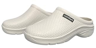 COZSERIES Zuecos Sanitarios Mujer Comfort Trabajo Hospital Hostelería Suave Zapatillas Casa Verano Sandalias Goma EVA (Blanco, Sistema Tallas Calzado EU, Adulto, Mujer, Números, Mediano, 39)