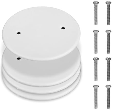 Round Blanking Plate Covers - TRACOMPAN 4pcs White ABS Ceiling Hole Covers with Screws, Universal Blank Wall Hole Covers for Outlet Caps, Light Switches, Electrical Panels, Ceiling Light Plates