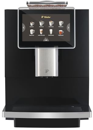 Tchibo Office Kaffeevollautomat mit Wasserfilter, Keramikmahlwerk, Farb-Touchdisplay, 1500 Watt, cremige Milchschaumfunktion, 2 L Wassertank, 30 Tassen am Tag, Schwarz