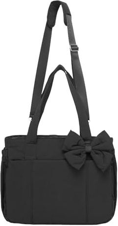 Generisch Bolso de hombro con lazos - Bolsa de transporte suave con lazos - Elegante bolso de noche para mujeres, adolescentes, fiestas, viajes, trabajo, oficina, boda, almuerzo, Negro , ver