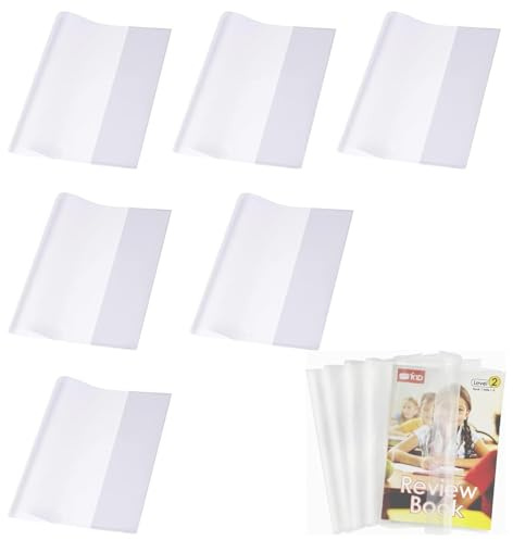 Transparent bokomslag, 16 K 6 stycken skolbokskuvert, 19 x 26,2 cm transparent bokomslag med justerbar självhäftande remsa, vattentät bokväska, för hemmakontoret i skolan