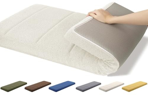 AQIGR Coussins de Banc en Velours Teddy pour mobilier d'intérieur, Coussin de Banc de Meubles D'intérieur Coussin de Siège Fenêtre avec Fond Antidérapant, pour Meubles(Beige foncé,35x70CM)