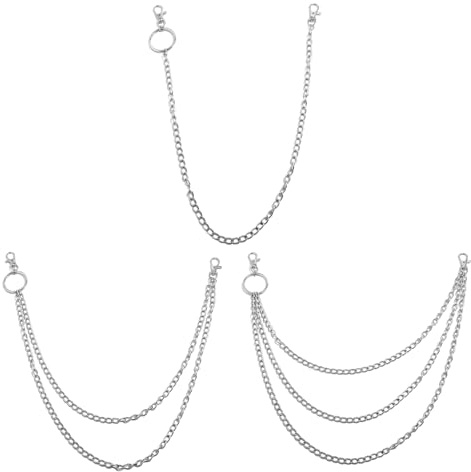 3 Piezas Cadena de Pantalón, Cadenas de Vaqueros, Hip Hop Cadenas de Jeans, Cadena para Cartera para Jeans, Cinturón, Billetera y Llaves (Plata)