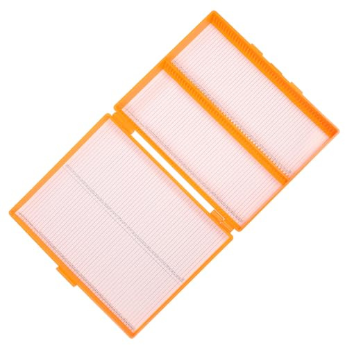 DECORNIJIA Mikroskopische Objektträger Kasten mit 100 Fächern Kunststoff Aufbewahrungsbox für Mikroskopische Folien und Dauerpräparate Orange für Laborgebrauch
