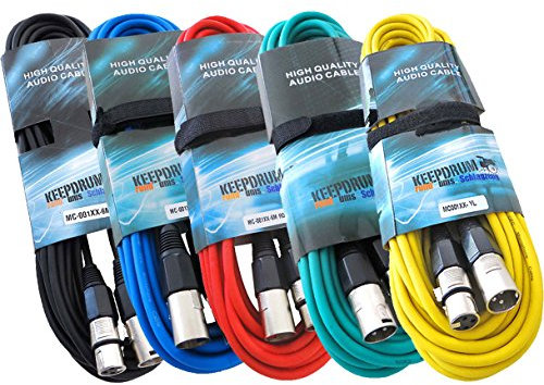 keepdrum MC-001XX 6m Mikrofonkabel Set XLR Farben 5 Stück