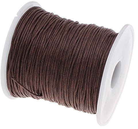 Perlin Cinta de cera de 1 mm, cordón de algodón encerado, cordón de algodón, para joyas, hilos de cera, hilo de macramé, hilo de cera, 75 metros para pulseras de fabricación de joyas (marrón)