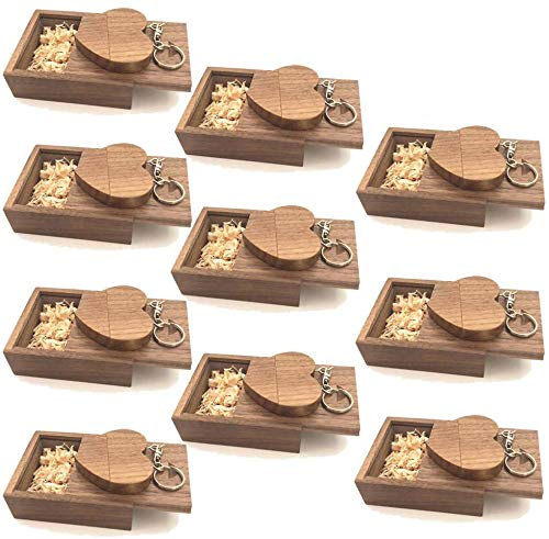 A Plus+ 10 Unidades 32 GB Memoria USB 3.0 Stick Corazón Pluma Alta Velocidad 32G USB 3.0 Flash Drive Memory Stick con Caja de Madera