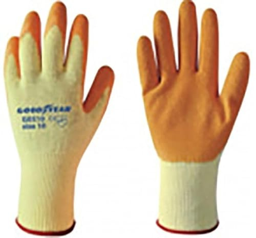 Goodyear guanti in cotone e lattice taglia 9 colore bianco/arancione, guanti da lavoro
