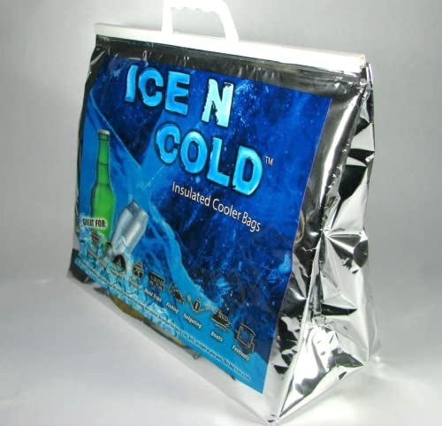 ICE N COLD Insulated Picnic/Shopping Cooler Bags, Pack of 5, Lightweight Soft Collapsible, Large Capacity, 35lbs, Fast Same Day Shipping