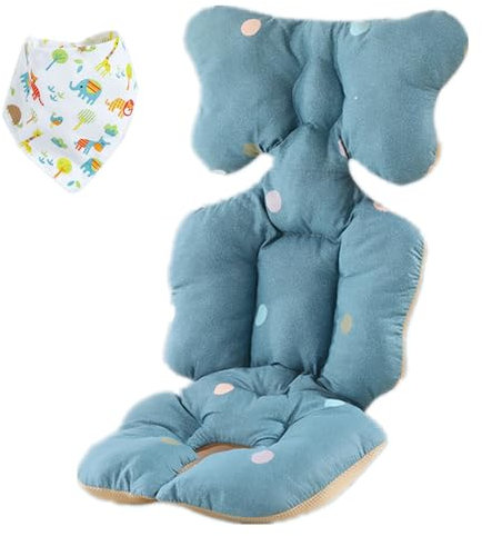 Babysitzpolster für Kinderwagen und Autositz,Universale Sitzauflage Sitzeinlage Babyschale Sportsitz Sitzpolster Baumwolle Atmungsaktiv + 1 Speicheltuch (Grün)