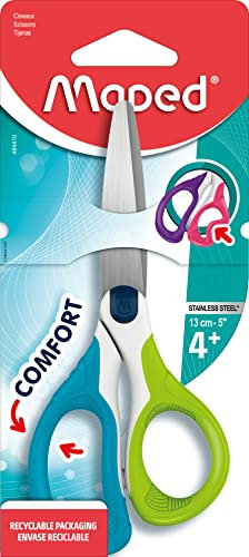 Maped - Schul- und Bastel-Schere SENSOFT 13 cm - asymmetrisch - abgerundete Klingen - grün