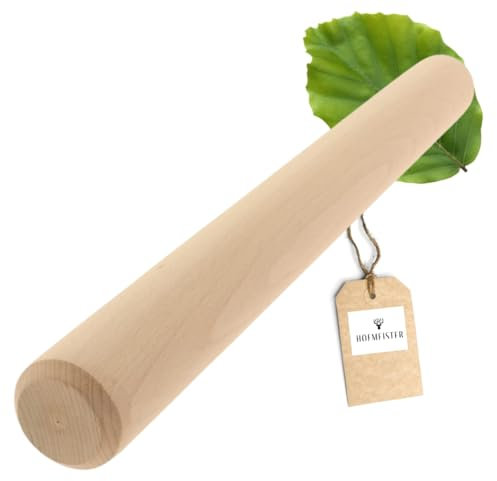 HOFMEISTER® Pizzarolle Holz Teigrolle Nudelholz - Backzubehör zum Ausrollen für Fondant und jeden Teig - nachhaltige Buchenholzrolle made in EU - umweltfreundliche französische Teigrolle, Buche 45 cm