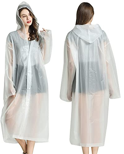 FDEETY Chubasqueros Impermeable para Mujer Hombre, EVA Transparentede Portátil Reutilizable Poncho con Capucha y Mangas para Viajes, Senderismo, Bicicleta
