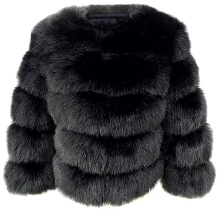 ZhuiKun Chaqueta de Piel Sintética para Mujer Abrigo Corto de Piel Artificial Cárdigan Parka Sólida Gruesa de Manga Larga - Estilo 4, S