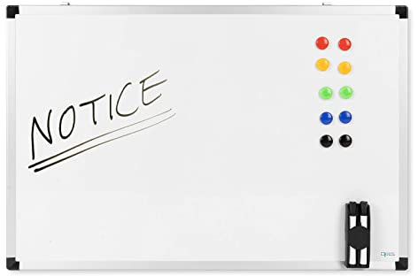 Master of Boards - 60 x 90 cm Whiteboard Set inkl. Magneten, Boardmarker, Stiftehalter mit Reinigungsschwamm & Wandhalterung - kratzfest & beschreibbar - Memoboard für Zuhause & Büro