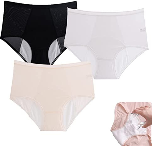 JOCCOS Culotte anti-fuite en maille pour femme, sous-vêtements fins et étanches, taille haute, 3 pièces - I, XL