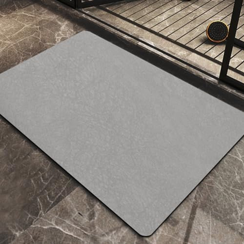 RISVOWO Tapis de Bain AntidéRapant, Salle de Bain Absorbant, 40x60CM Tapis Salle de Bain Diatomite, Doux Tapis Douche SéChage Rapide, Microfibre Tapis Absorbant Vaisselle, Gris